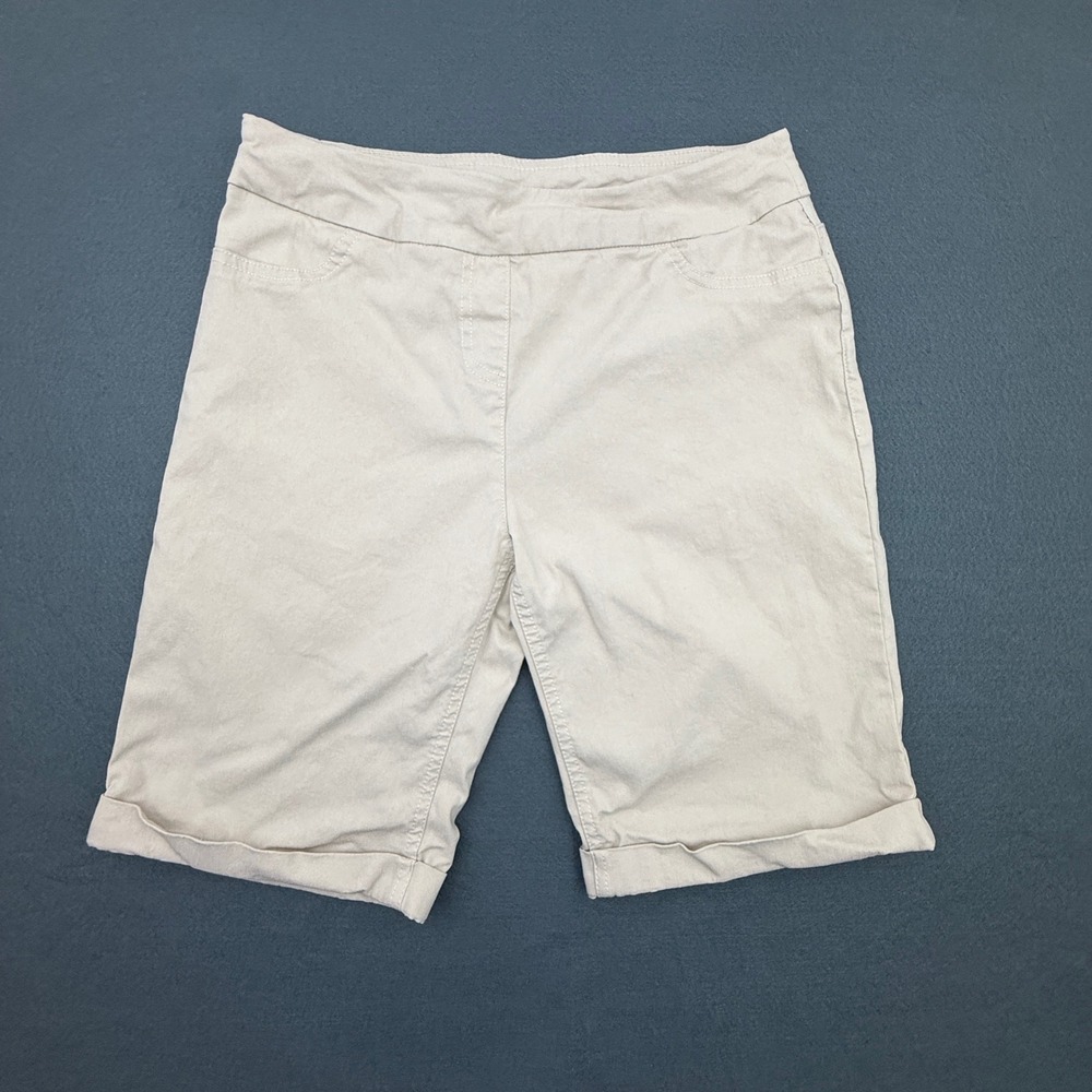 Soft Surroundings Bermuda Shorts Women Petite Small Tan Pull On Stretch Cuffed